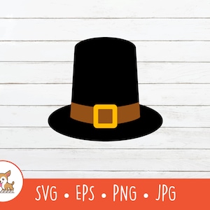 Pilgrim Hat SVG, Pilgrim Hat Clipart, Thanksgiving Cut File For Cricut, PNG, EPS, Instant Digital Download