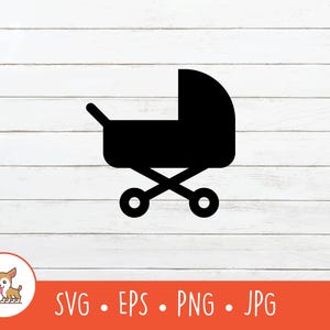 Stroller SVG, Stroller Clipart, Vector Stroller Icon Cut File, PNG, EPS, Instant Digital Download