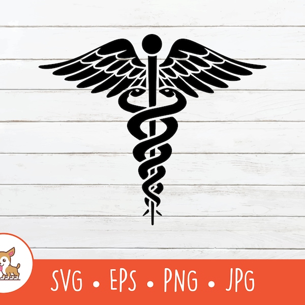 Caduceus Staff SVG, Caduceus Clipart, Vector Staff of Hermes Cut File For Cricut, PNG, EPS, Instant Digital Download