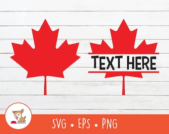 Maple Leaf SVG, Split Maple Leaf Name Frame, Vector Maple Leaf Clipart, Canadian Maple Leaf Cut File For Cricut, PNG, EPS, Digital Download