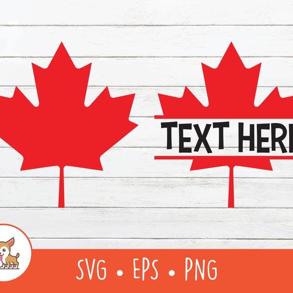 Maple Leaf SVG, Split Maple Leaf Name Frame, Vector Maple Leaf Clipart, Canadian Maple Leaf Cut File For Cricut, PNG, EPS, Digital Download