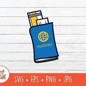 漫画パスポート クリップアート、パスポート SVG、Cricut 用ベクター パスポート カット ファイル、インスタント デジタル ダウンロード