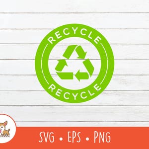 Recycling-Etikett SVG, Recycling-Etikett Clipart, Vektor-Recycling-Zeichen geschnitten Datei für Cricut, PNG, EPS, sofortiger digitaler Download