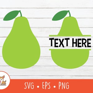 Pera SVG, Split Pear Name Frame, Vector Pear Clipart, Pear Cut File per Cricut, PNG, EPS, Instant Digital Download