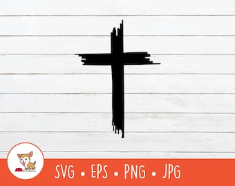 Kreuz SVG, gemaltes Kreuz Clipart, Vektor christliches Kreuz geschnitten Datei für Cricut, PNG, EPS, sofortiger digitaler Download