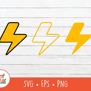 Lightning Bolt Clipart, Thunder SVG, Vector Lightning Bolt Cut File For Cricut, PNG, EPS, Instant Digital Download