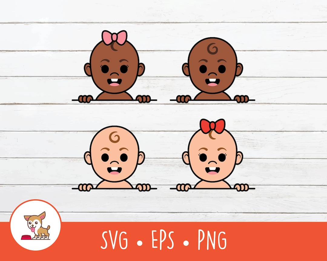 Cartoon Babies Clipart, Peeking Baby SVG, Vector Peeking Babies Cut ...