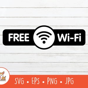 Gratis Wi-Fi SVG, Vector Gratis WiFi Clipart, Gratis Wi-Fi Zone Cut-bestand voor Cricut, PNG, EPS, Instant Digitale Download