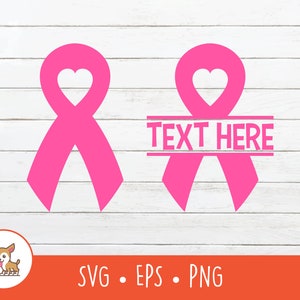 Awareness Ribbon SVG, Split Awareness Ribbon Name Frame, Cancer Ribbon Clipart, Vector Awareness Ribbon Cut File, PNG, EPS, Digital Download
