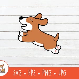 Cartoon Dog Clipart, Dog SVG, Vector Jumping Dog Cut File For Cricut, PNG, EPS, Instant Digital Download
