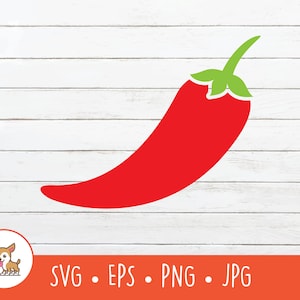 Chili Pepper SVG, Vector Chili Pepper Clipart, Hot Red Pepper Cut File For Cricut, PNG, EPS, Instant Digital Download