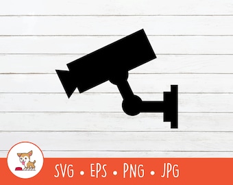 SVG telecamera di sorveglianza, clipart telecamera a circuito chiuso, file di taglio vettoriale segnale CCTV per Cricut, download digitale istantaneo