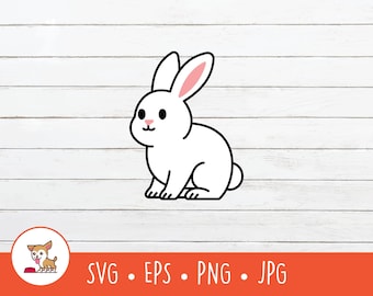 Cartoon Rabbit Clipart, Happy Rabbit SVG, Vector Bunny Rabbit Cut File For Cricut, PNG, EPS, Instant Digital Download