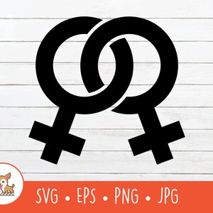 Weibliches Homosexuelles Symbol SVG, Vektor weibliches Homosexuelles Zeichen Clipart, weibliches homosexuelles Symbol Cut Datei, PNG, EPS, Sofortiger digitaler Download