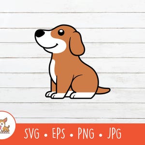 Cartoon Dog Clipart, Dog SVG, Vector Sitting Dog Cut File For Cricut, PNG, EPS, Instant Digital Download