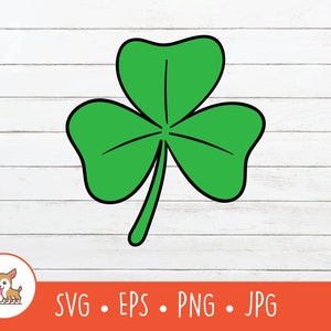 Cartoon Clover Clipart, Clover Leaf SVG, St Patrick’s Day Cut File pour Cricut, PNG, EPS, téléchargement numérique instantané