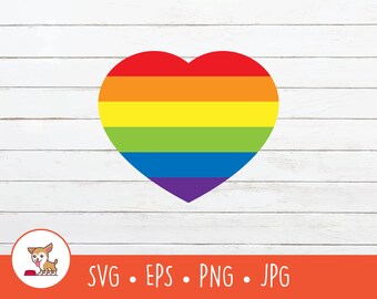 Rainbow Heart SVG, hart clipart, Gay Pride vector gesneden bestand voor Cricut, PNG, EPS, instant digitale download