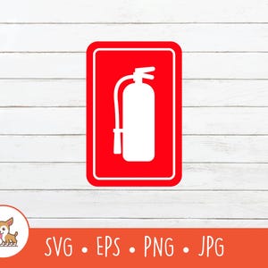 Cartello estintore SVG, Clipart estintore, File di taglio vettoriale per Cricut, PNG, EPS, Download digitale istantaneo
