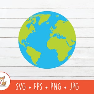 Earth SVG, Earth Clipart, Vector Globe Cut File For Cricut, PNG, EPS, Instant Digital Download