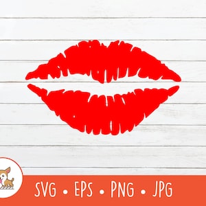 Lips Kiss SVG, Lips Clipart, Vector Red Lips Sign Cut File For Cricut, PNG, EPS, Instant Digital Download