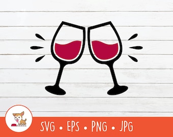 Wine Glass SVG, Wine Glasses Clipart, Vector Wine Glasses Cut File For Cricut, PNG, JPG, Digital Download