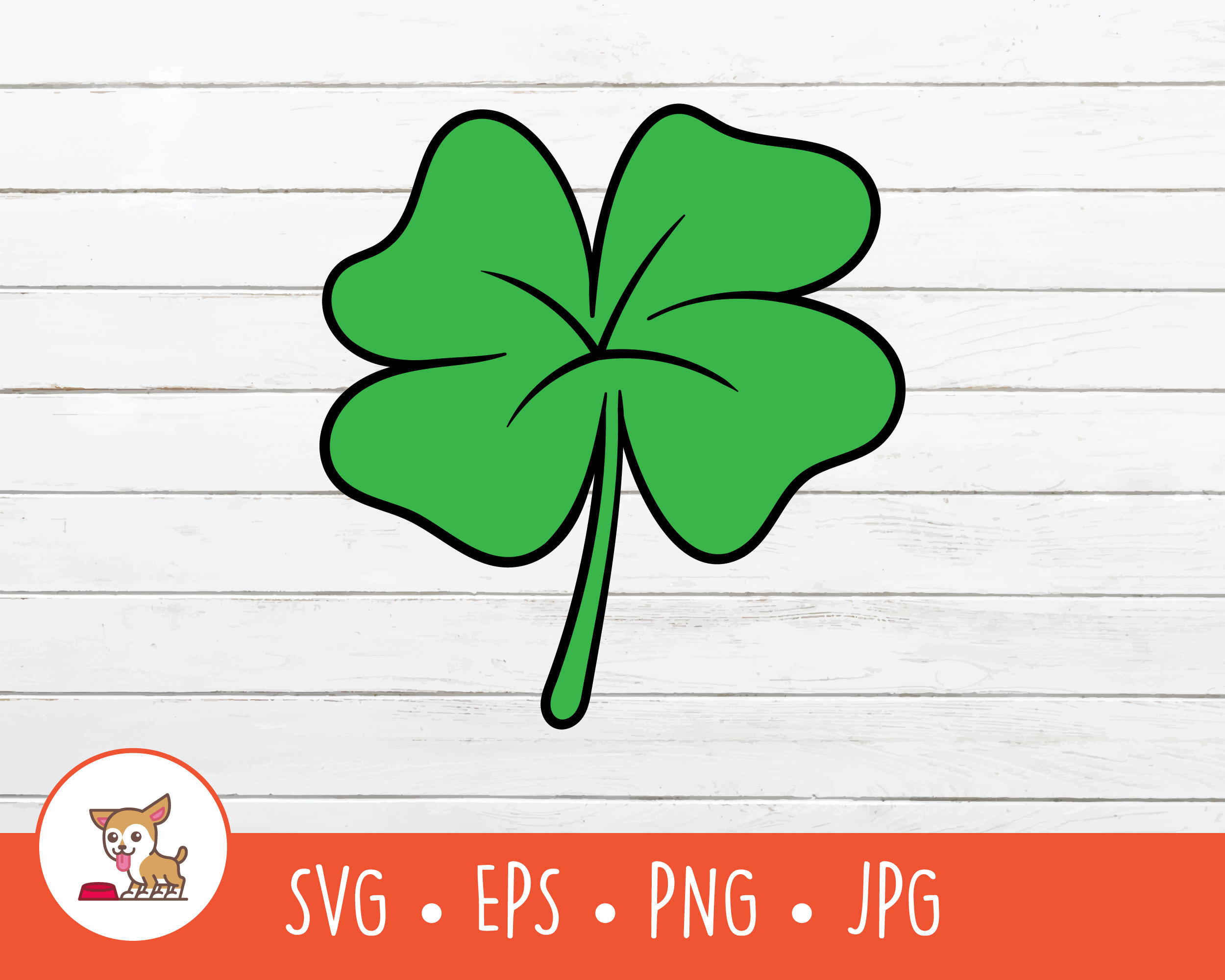 Cartoon Four Leaf Clover Clipart, Clover SVG, Shamrock Cut File