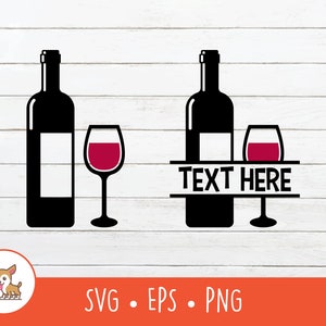 Wein SVG, Split Wein Namen Rahmen, Wein Clipart, Vektor Wein geschnitten Datei für Cricut, PNG, JPG, digitaler Download
