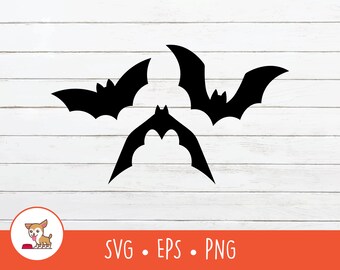 コウモリのSVG、飛んでいるコウモリのクリップアート、クリカット用コウモリカットファイル、PNG、EPS、デジタルダウンロード