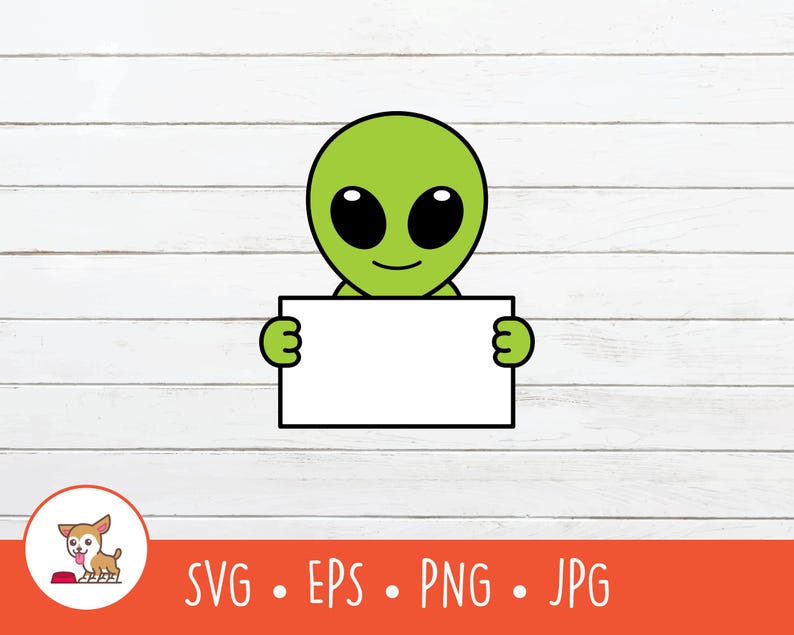 Cartoon Alien Holding Blank Sign Clipart, Alien Holding Sign SVG ...