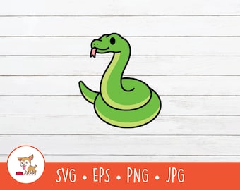 Cartoon Snake Clipart, Snake SVG, Vector Snake Cut File For Cricut, PNG, EPS, Instant Digital Download