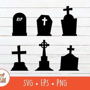 Grafsteen SVG, Vector Tombstone Clipart, Headstone Cut File voor Cricut, PNG, EPS, Instant Digital Download