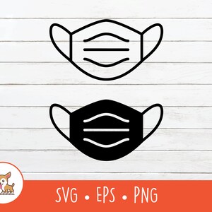 Mask SVG, Face Mask Clipart, Vector Medical Mask Face Cut File For Cricut, PNG, EPS, Digital Download