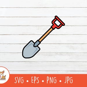 Cartoon Shovel Clipart, Vector Shovel SVG, Shovel Cut File For Cricut, PNG, EPS, Instant Digital Download