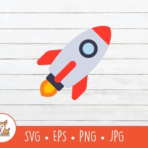 Cohete SVG, Clipart de cohete, Archivo vectorial de corte de cohete para Cricut, PNG, EPS, Descarga digital instantánea