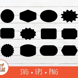 Etiketten SVG, Geometrische Formen Clipart Bundle, Vektor Grundformen geschnitten Datei für Cricut, PNG, EPS, sofortiger digitaler Download