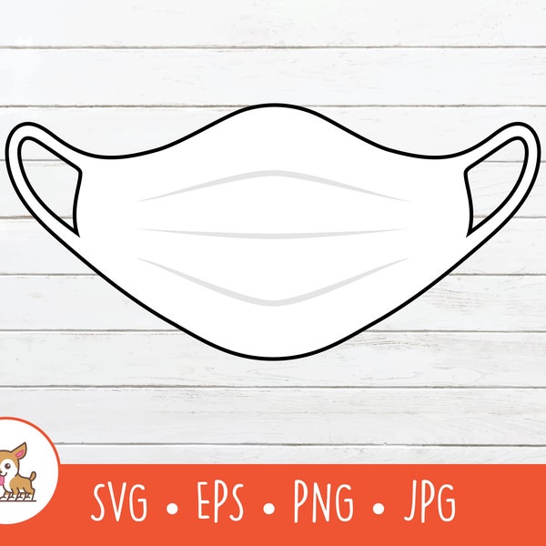 Face Mask SVG, Vector Medical Mask Clipart, Face Mask Cut File For Cricut, PNG, EPS, Instant Digital Download