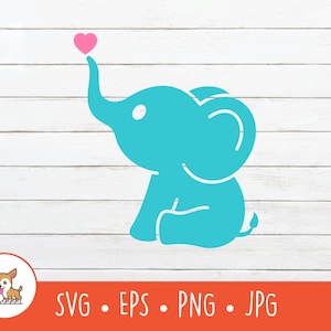 Baby Elephant SVG, Vector Elephant Clipart, Cute Elephant Cut File For Cricut, PNG, EPS, Instant Digital Download