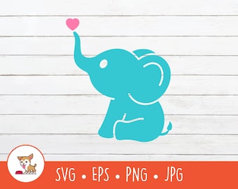 Baby Elephant SVG, Vector Elephant Clipart, Cute Elephant Cut File For Cricut, PNG, EPS, Instant Digital Download