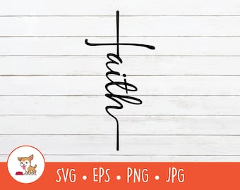Cruz de fe SVG, clipart de cruz, archivo de corte de fe para Cricut, PNG, EPS, descarga digital instantánea