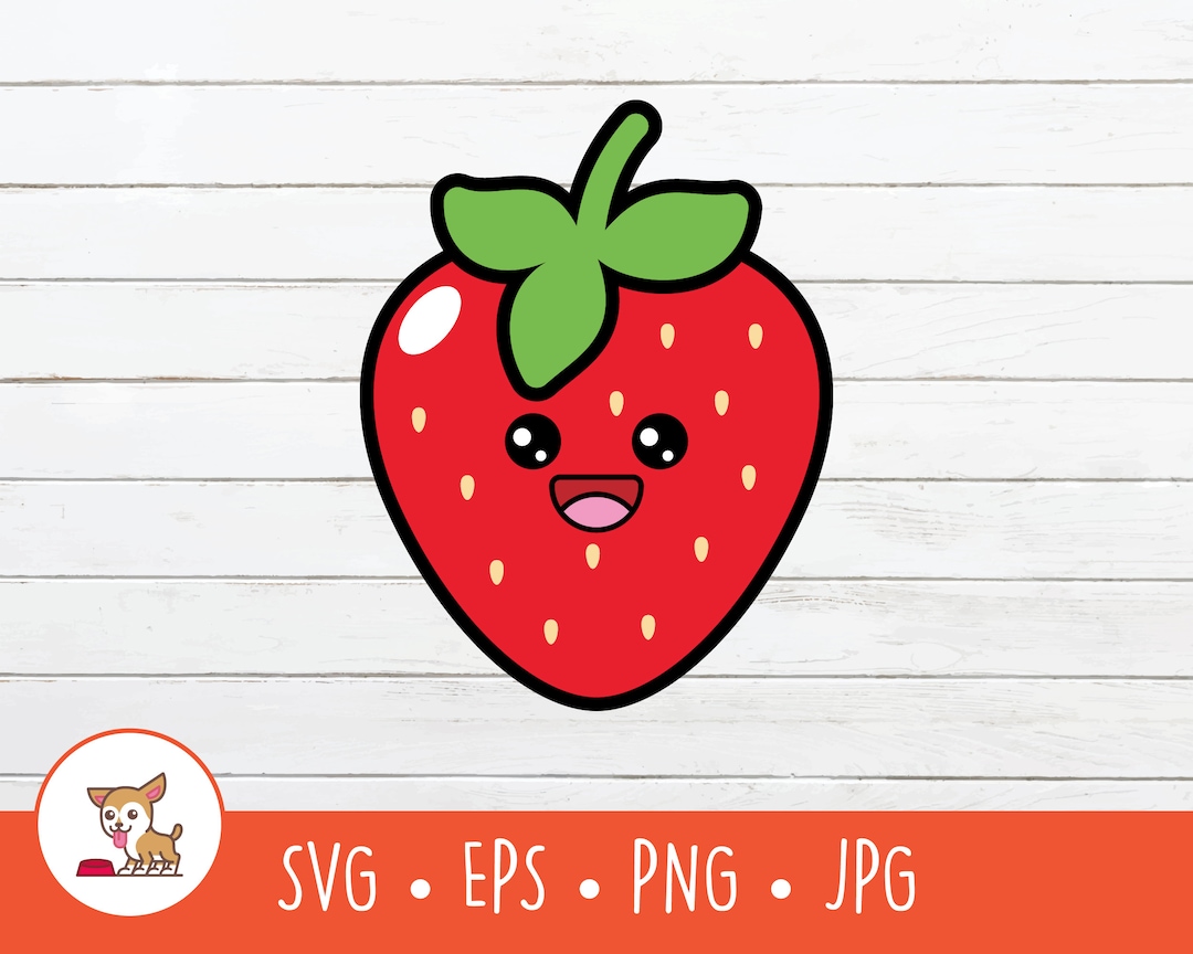 Kawaii Strawberry SVG, Vector Strawberry Clipart, Cute Strawberry Cut ...