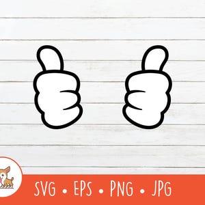 Cartoon Two Thumbs Up Clipart, Thumbs Up SVG, Vector Thumbs Up Cut File For Cricut, PNG, EPS, Instant Digital Download