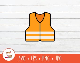 漫画の安全ベストのクリップアート、安全ベストのSVG、Cricut用のベクター安全ベストカットファイル、PNG、EPS、インスタントデジタルダウンロード