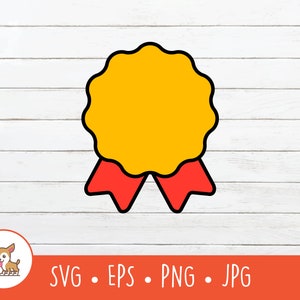 Cartoon Medaille Clipart, Award Ribbon SVG, Vektor Medaille Abzeichen geschnitten Datei für Cricut, PNG, EPS, sofortiger digitaler Download