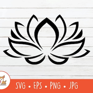 Lotus Flower SVG, Vector Lotus Flower Clipart, Lotus Cut File per Cricut, PNG, EPS, Instant Digital Download
