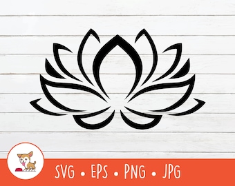 Flor de Lótus SVG, Clipart de Flor de Lótus Vetorial, Arquivo de Corte de Lótus para Cricut, PNG, EPS, Download Digital Instantâneo