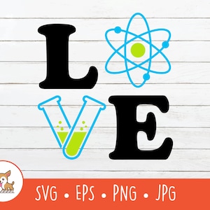 Love SVG、ベクター サイエンス クリップアート、Cricut 用 Love Science カット ファイル、PNG、EPS、インスタント デジタル ダウンロード