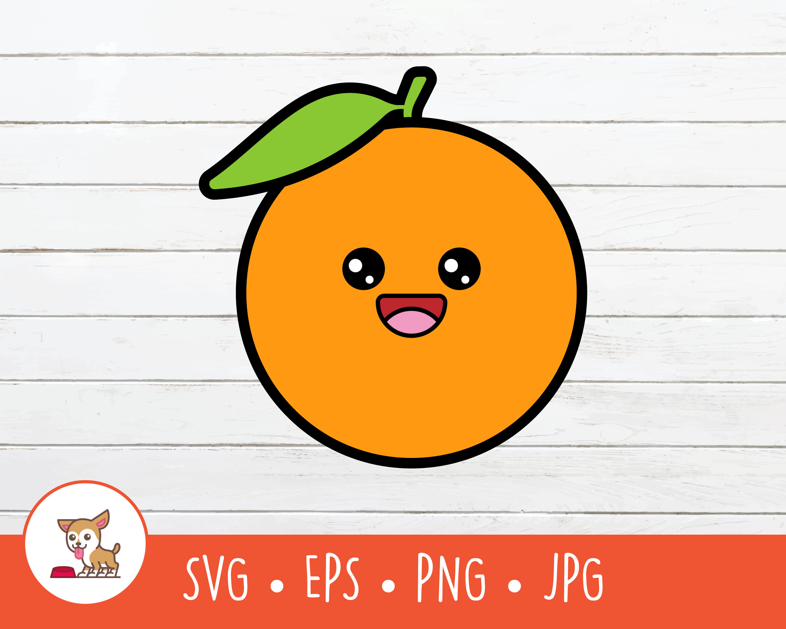 Kawaii Orange SVG, Vector Orange Clipart, Cute Orange Cut File for