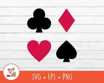 Playing Card Symbols SVG, Playing Cards Clipart, Playing Card Suits Cut File For Cricut, PNG, EPS, Instant Digital Download