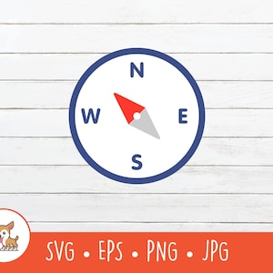 コンパスSVG、コンパスクリップアート、Cricut用ベクターコンパスカットファイル、PNG、EPS、インスタントデジタルダウンロード