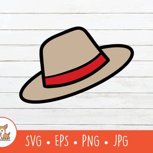 Clipart z kreskówki Słomkowy kapelusz, Słomkowy kapelusz SVG, Wektorowy plik cięcia Słomkowego kapelusza dla Cricut, PNG, EPS, Natychmiastowe pobieranie cyfrowe